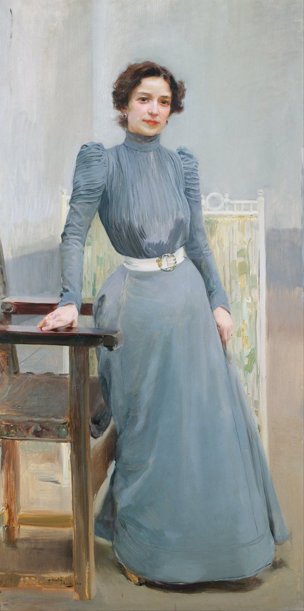 灰色のドレスを着たクロティルデ 作： JoaquínSorolla