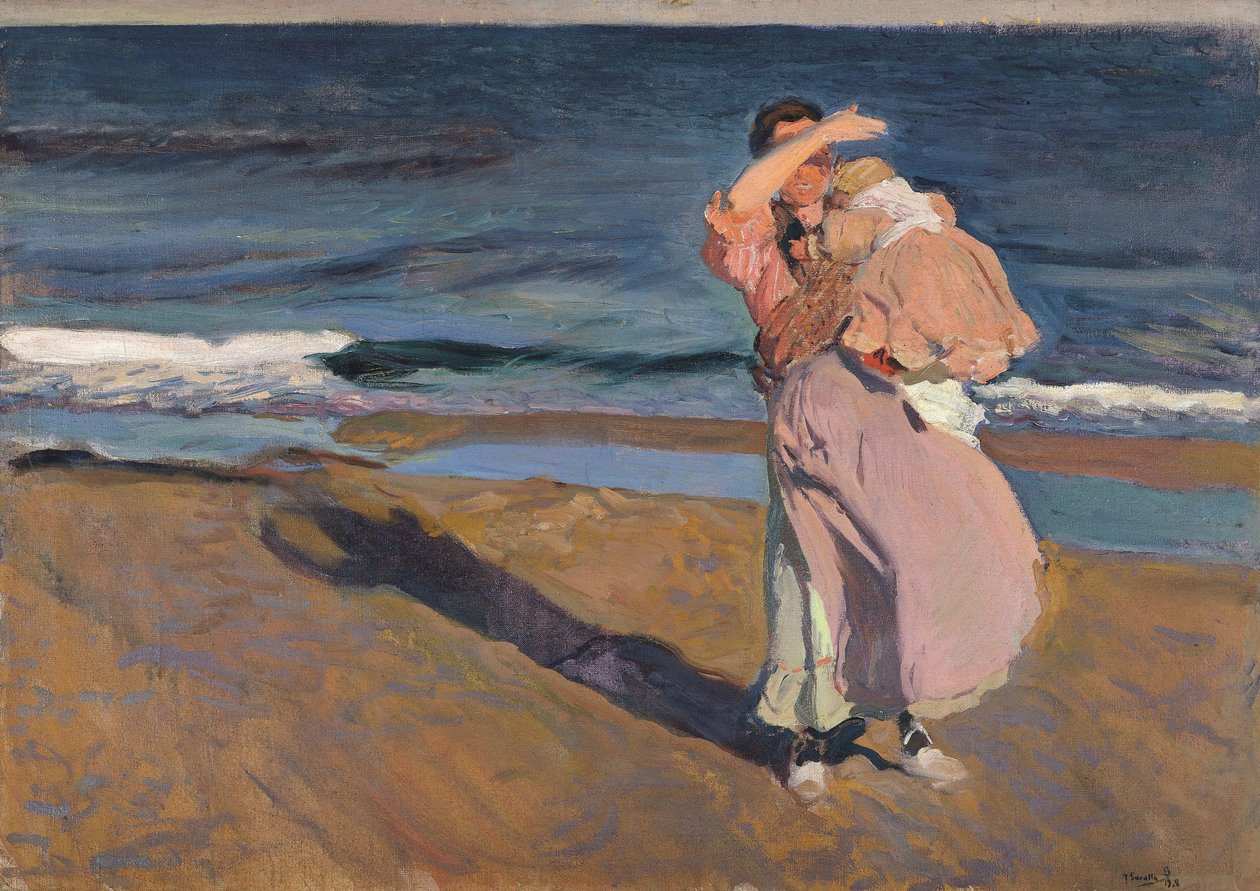 子供と一緒に漁師、バレンシア、1908年。 作： JoaquínSorolla