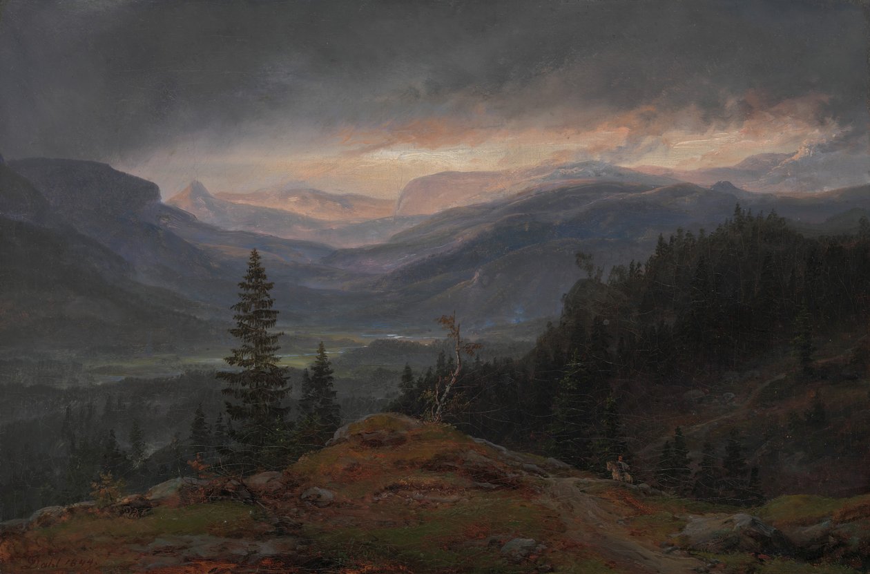 Hallingdal、1844年の眺め。 作： ヨハン・クリスチャン・ダール