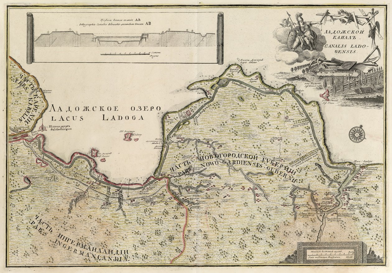 ラドガ運河の地図（1741-42） 作： ヨハン・エリアス・グリムメル
