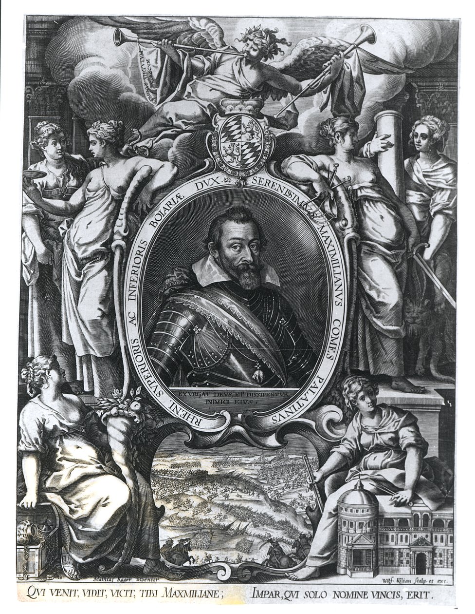 ヴァルフガングキリアン（1581-1662）によって刻まれたバイエルンのマクシミリアン1世の肖像画 作： ヨハン・マティアス・カガー