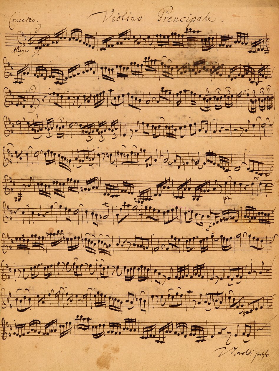 Brandenburger Concertos、No.5 D-Dur、1721（紙にペンとインク）（308416も参照） 作： ヨハン・セバスチャン・バッハ