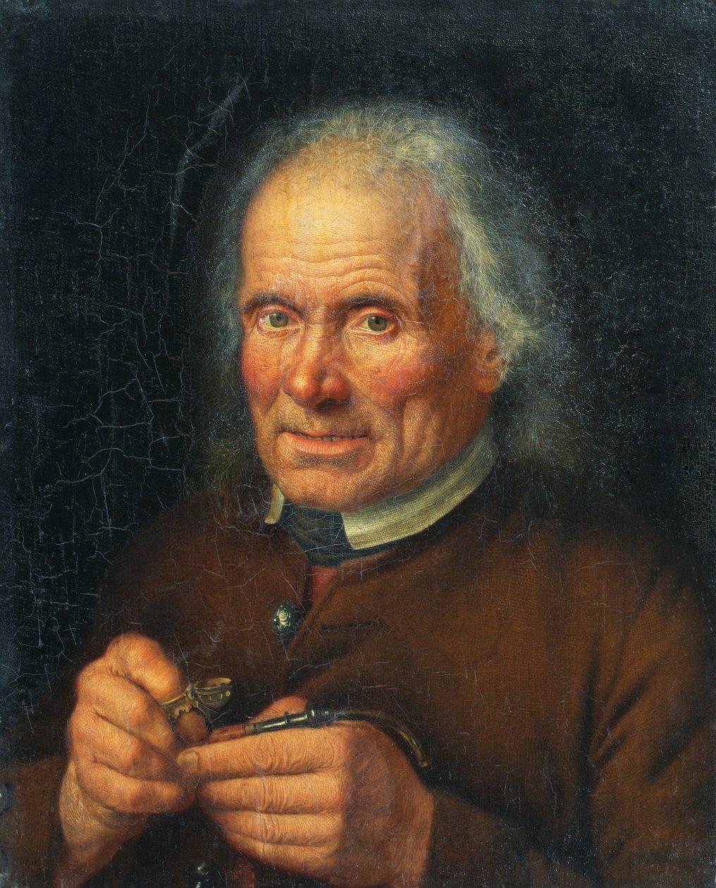 彼のパイプを満たす古い農民 作： Johann Baptist Hoechle