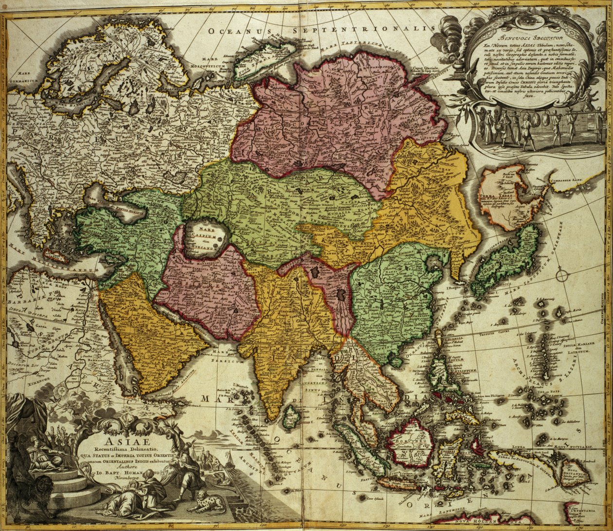 アジアの地図、ニュルンベルク、1730年頃 作： ヨハン・バプティスタ・ホーマン