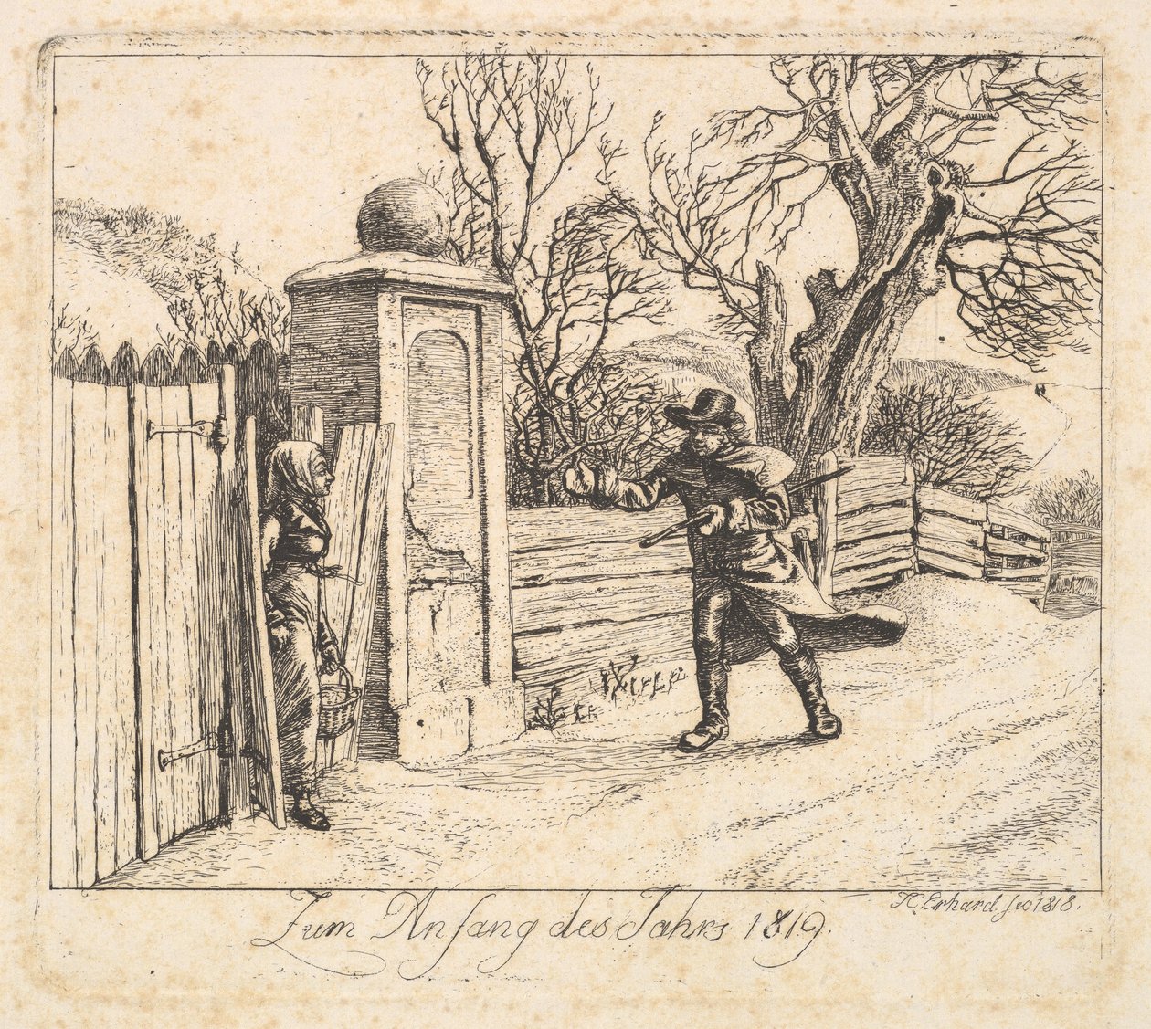 冬の風景、1818年。 作： ヨハン・クリスチャン・エアハルト