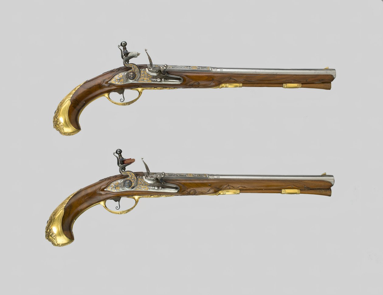 ペアの火縄銃、ドイツ、170030年 作： Johann Jacob Behr