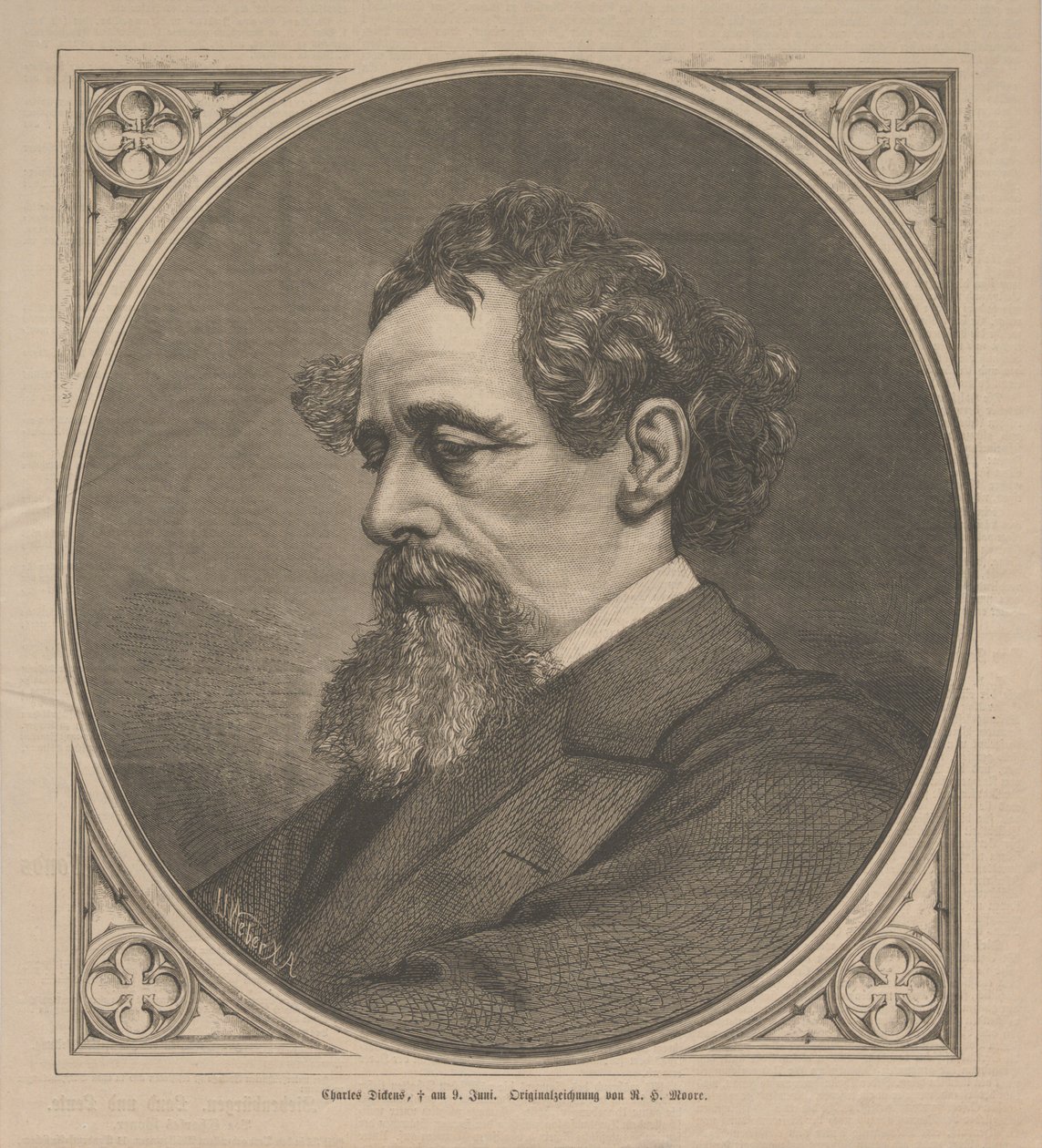 チャールズ・ディケンズの肖像、1870年。 作： ヨハン・ジェイコブ・ウェーバー