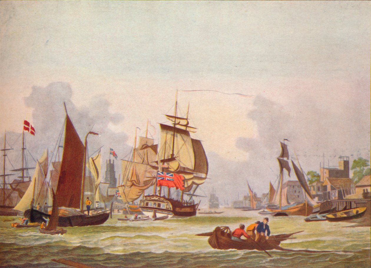 ライムハウスのテムズ川、c1780 作： ジョン・ジーグラー