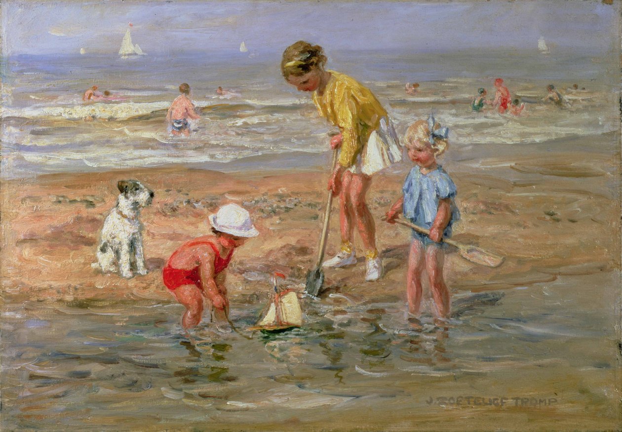 海辺で遊ぶ子供たち 作： Johann Zoetelief Tromp