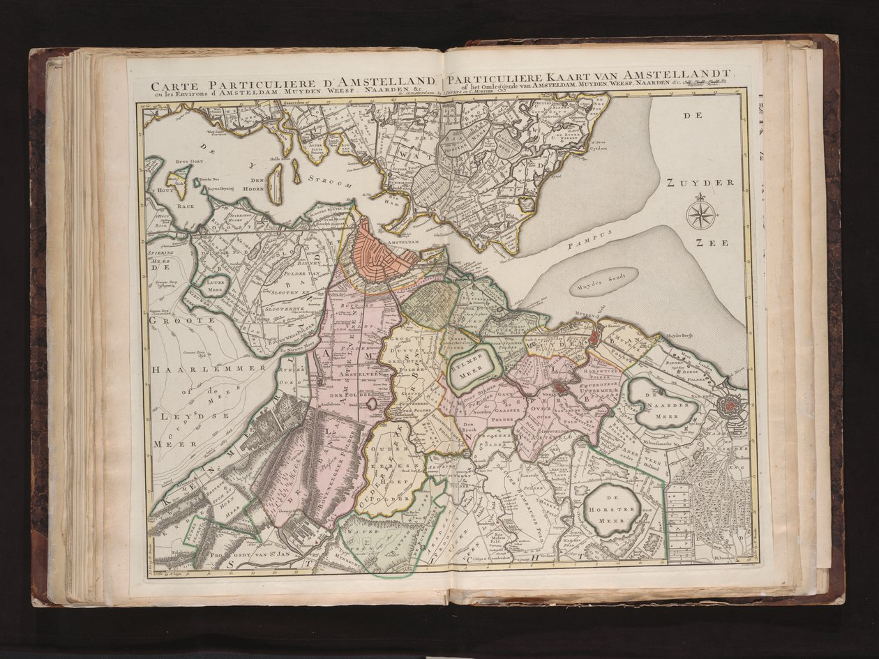 Carte private d&39;Amstelland、またはLes environs d&39;Amsteldam、Muyden、Weesp、Naarden 作： ヨハネス・コンデ