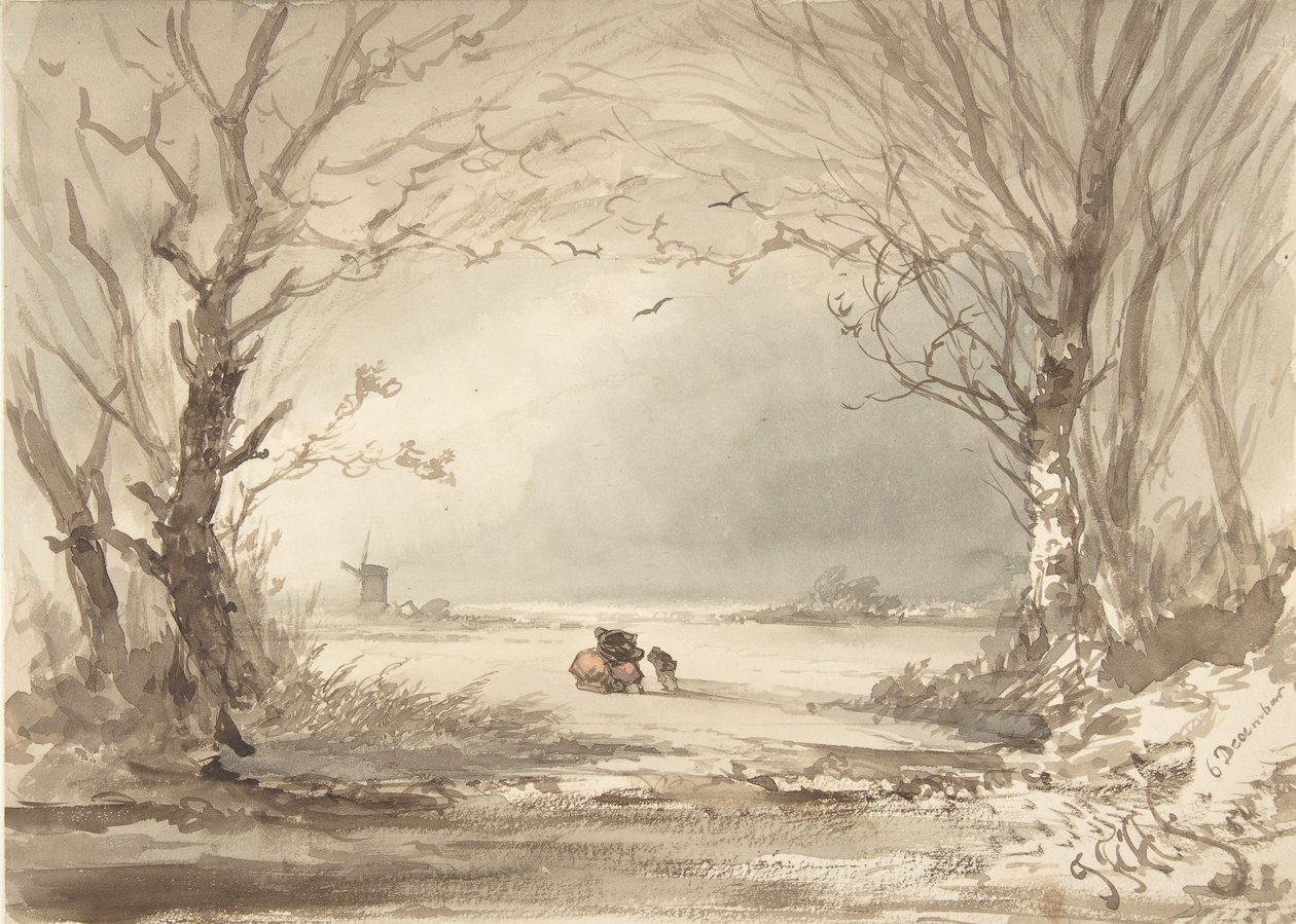 冬の風景」1854年 作： Johannes Franciscus Hoppenbrouwers