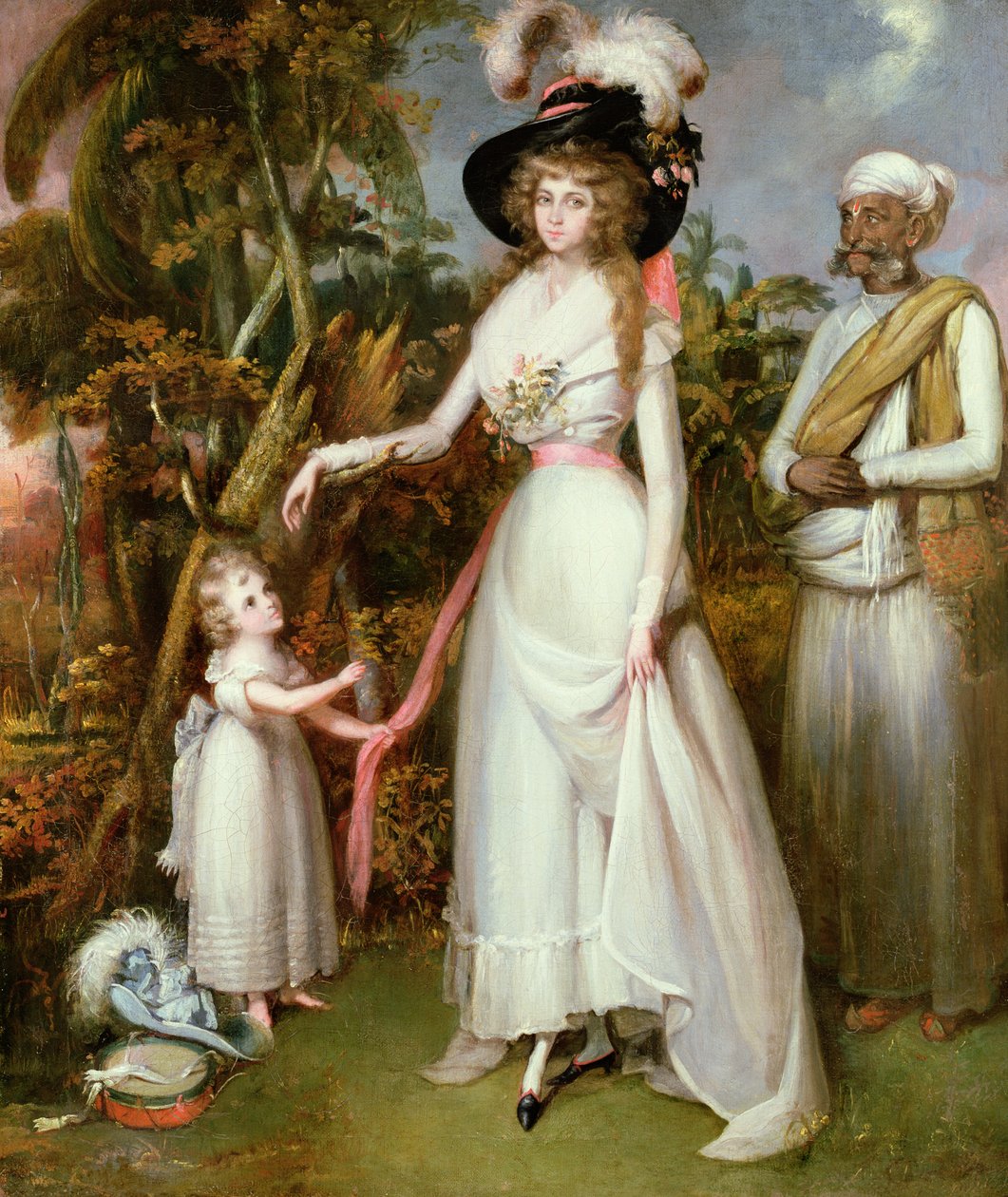 キンロスのグラハム夫人、娘とジャマダール、1786年 作： 
