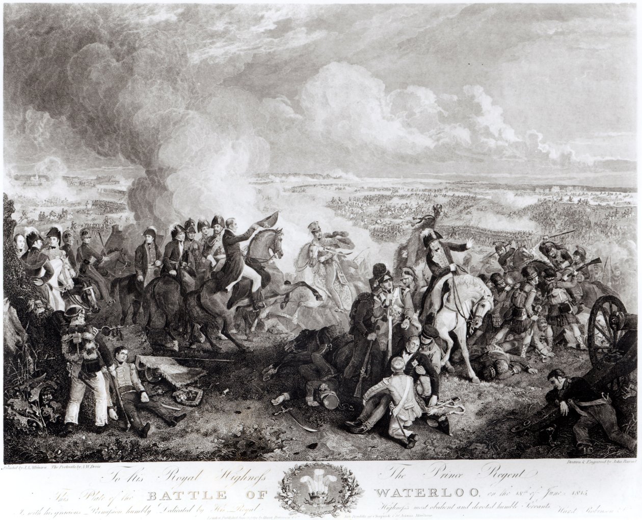1815年6月18日、ジョンバーネット（1784-1868）、1819年によって刻まれたウォータールーの戦い 作： ジョン・オーガスタス・アトキンソン