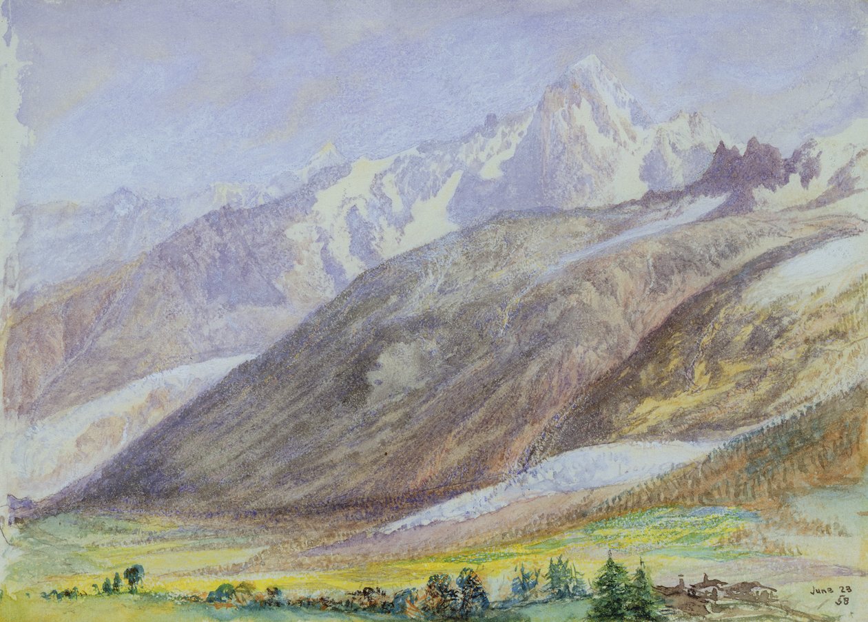山の風景、1858年6月23日 作： ジョン・ブレット