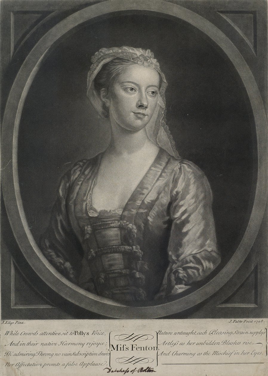 フェントン嬢、ジョンファーバーの子（c.1695-1756）、1728年（メゾチント）の彫刻 作： ジョン・エリス
