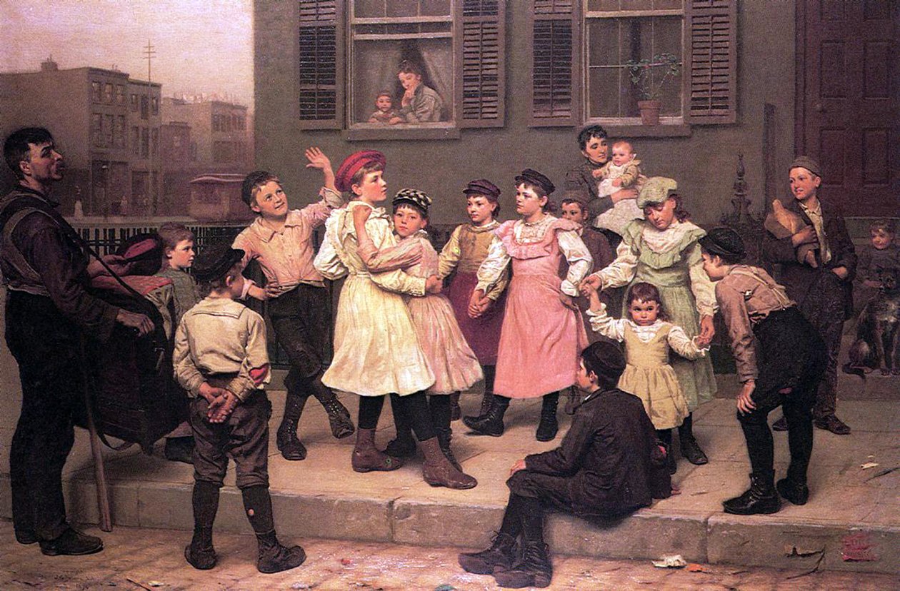 ストリートで踊る子供たち、1894 作： ジョンジョージブラウン