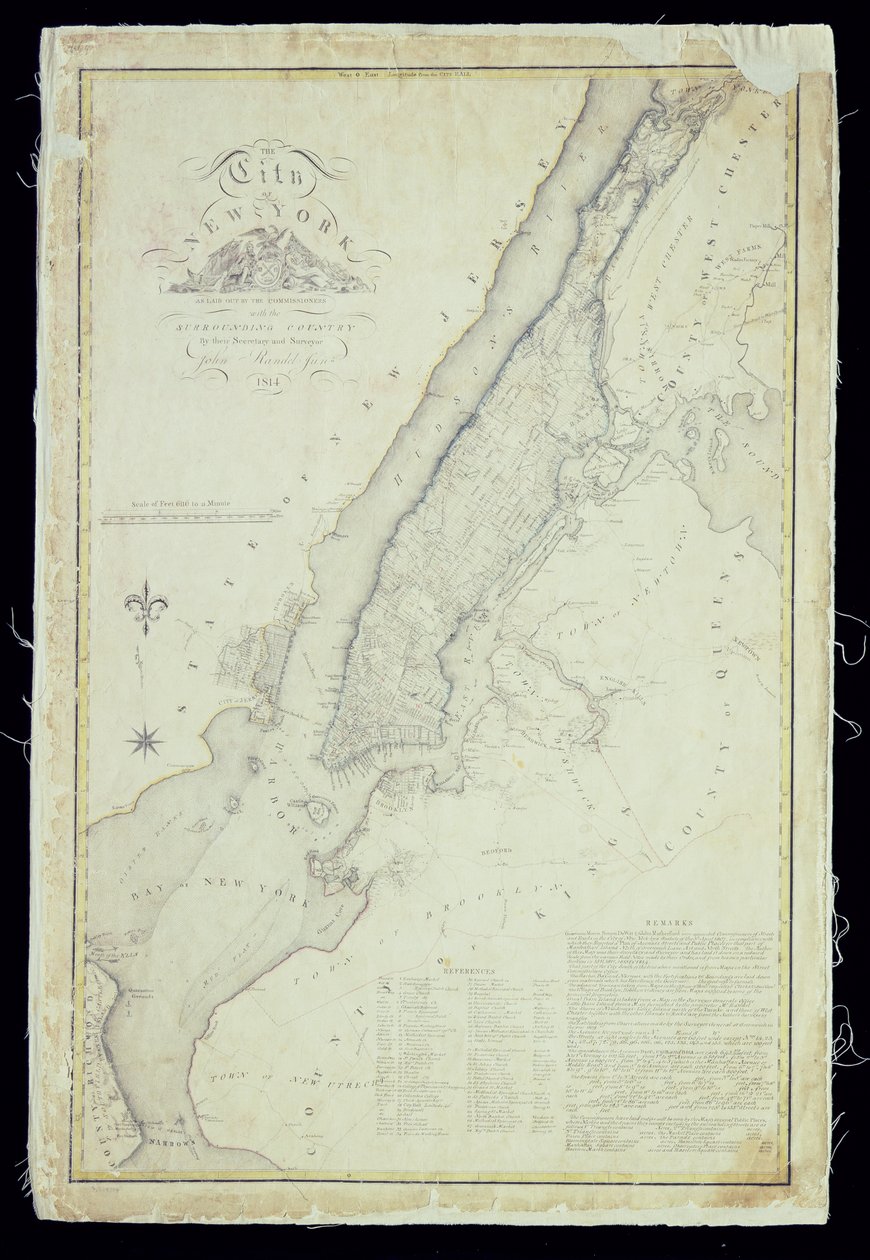 1814年の委員会委員会によるニューヨーク市の地図 作： ジョン・ジュニア・ランデル