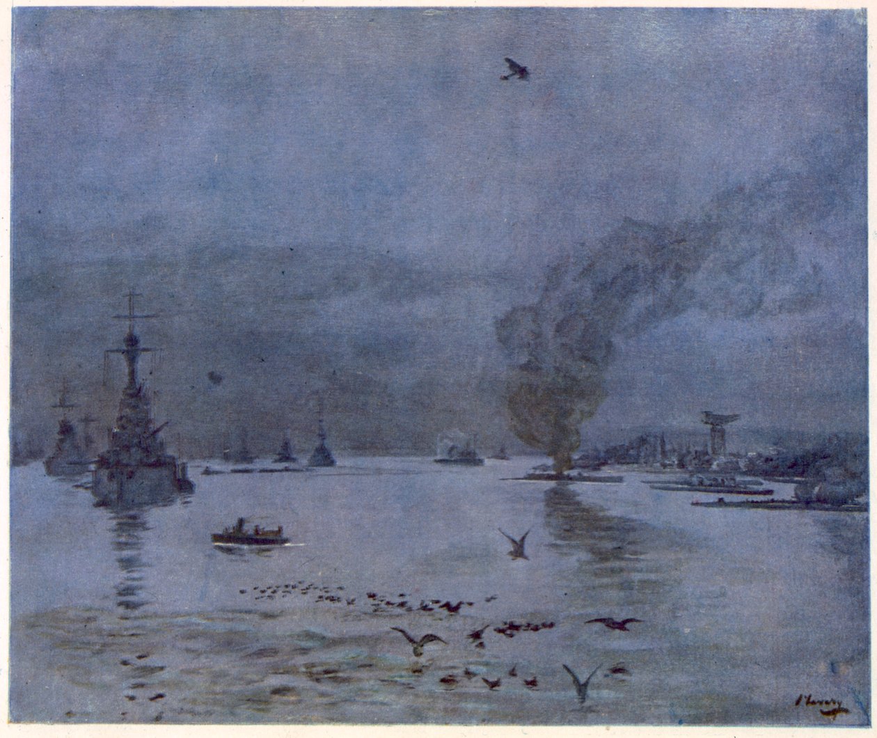 艦隊、霧の日、1917年、前線のイギリス人アーティスト、西部戦線の続き、1918年 作： ジョン・レイバリー