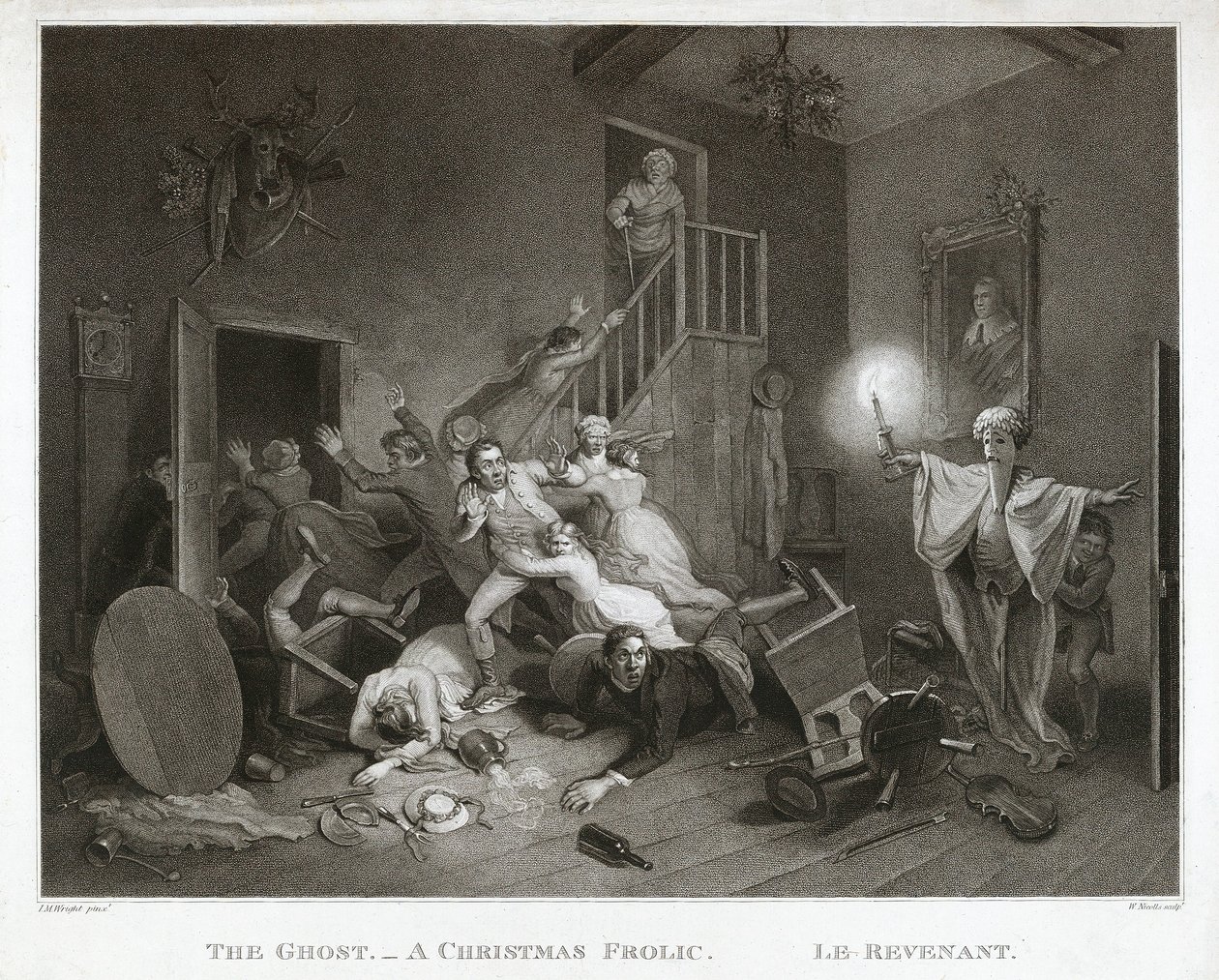 The Ghost-A Christmas Frolic-Le Revenant、印刷された1814（点描彫刻） 作： ジョン・マッシー・ライト