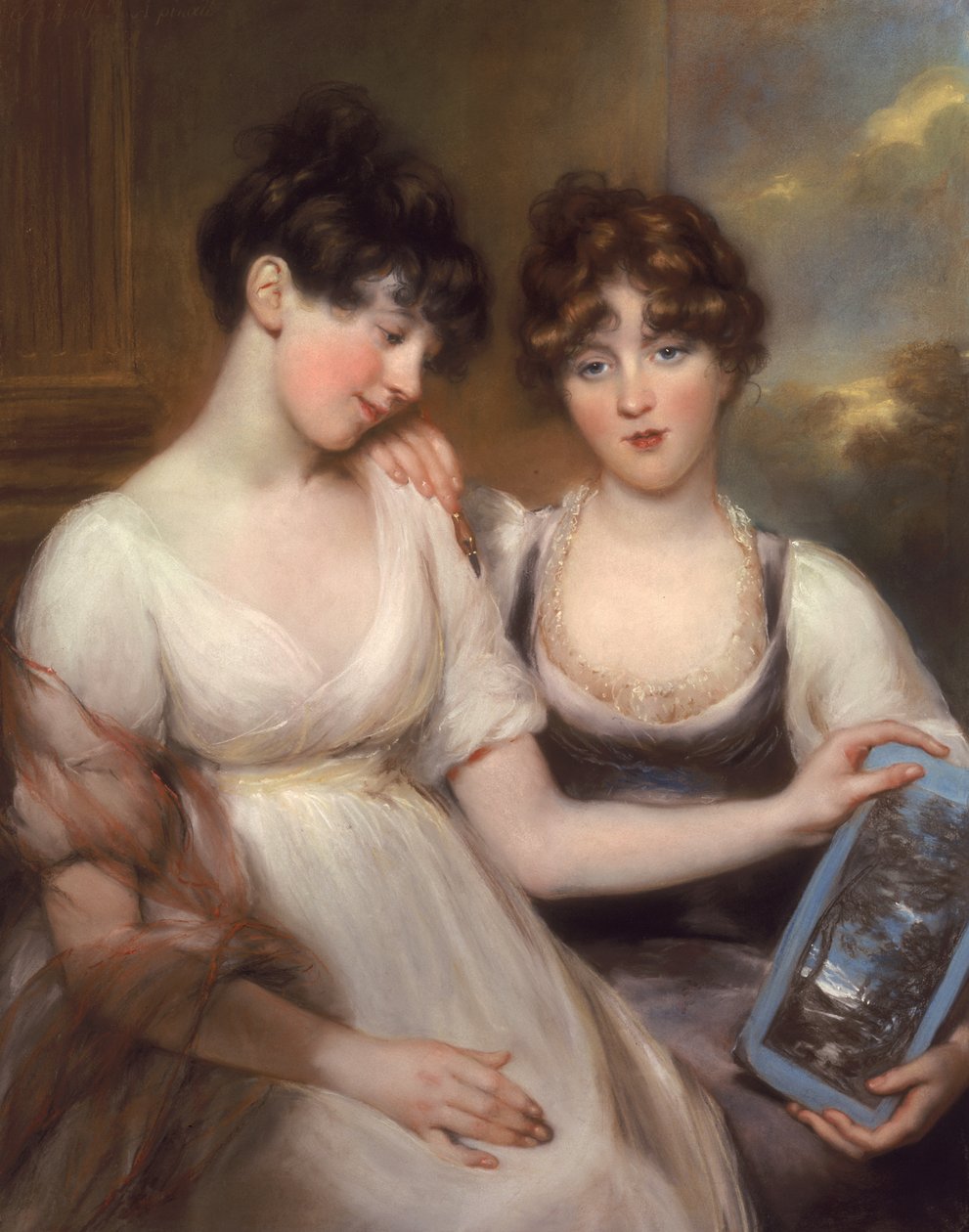 アンとマリアラッセルの肖像、1804年（色のチョークとパステルカラー） 作： ジョン・ラッセル