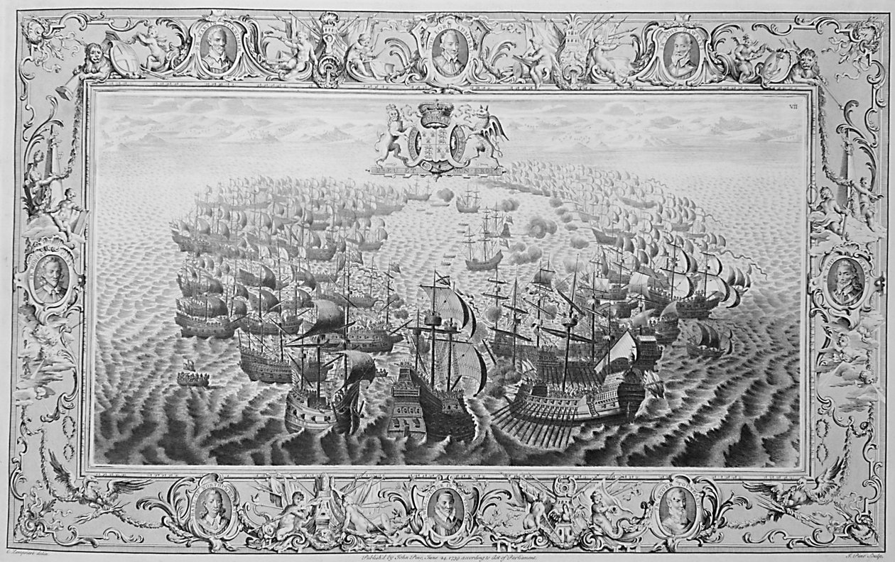 アルマダ（タペストリーからの彫刻）、1739 作： ジョン・パイン