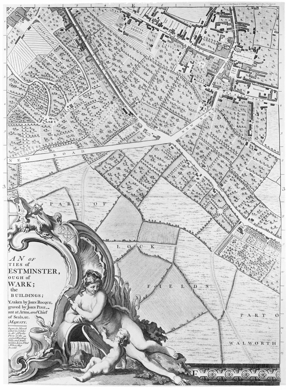 キャンバーウェルの地図、ロンドン、1746 作： ジョン・ロック