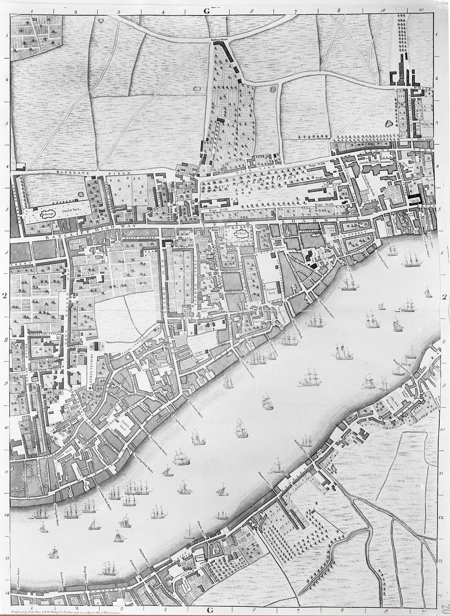 ワッピングの地図、ロンドン、1746 作： ジョン・ロック