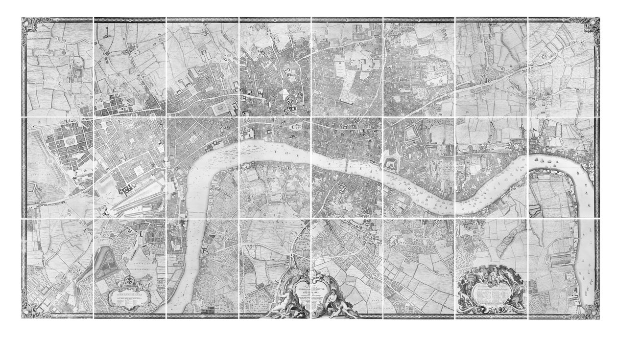 ロンドンとウェストミンスターの都市とサザーク特別区の計画、1746年 作： ジョン・ロック