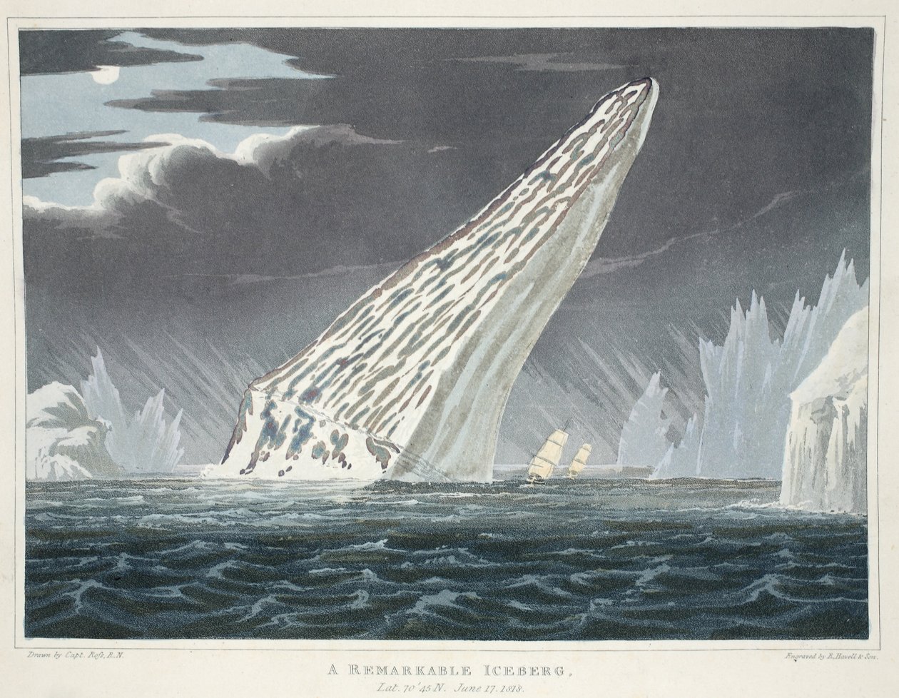 注目に値する氷山、「発見の航海...」のイラスト、1819年（手描きの彫刻） 作： ジョン・ロス