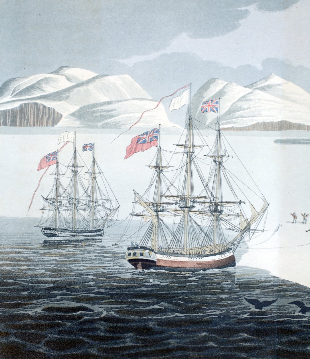 プリンスルーパート島の原住民との最初のコミュニケーション、「発見の航海...」、1819年のイラスト 作： ジョン・サックハウス