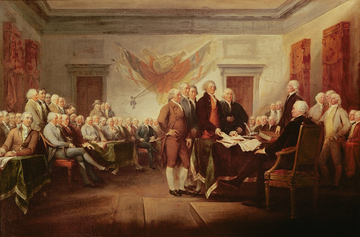 1776年7月4日、独立宣言に署名、1817年 作： ジョン・トランブル