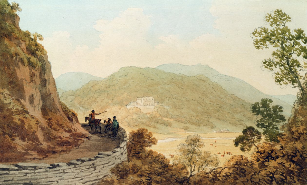 Tan y Bwlch、1793（紙にトイレとペンとインク） 作： ジョン・ワーウィック・スミス