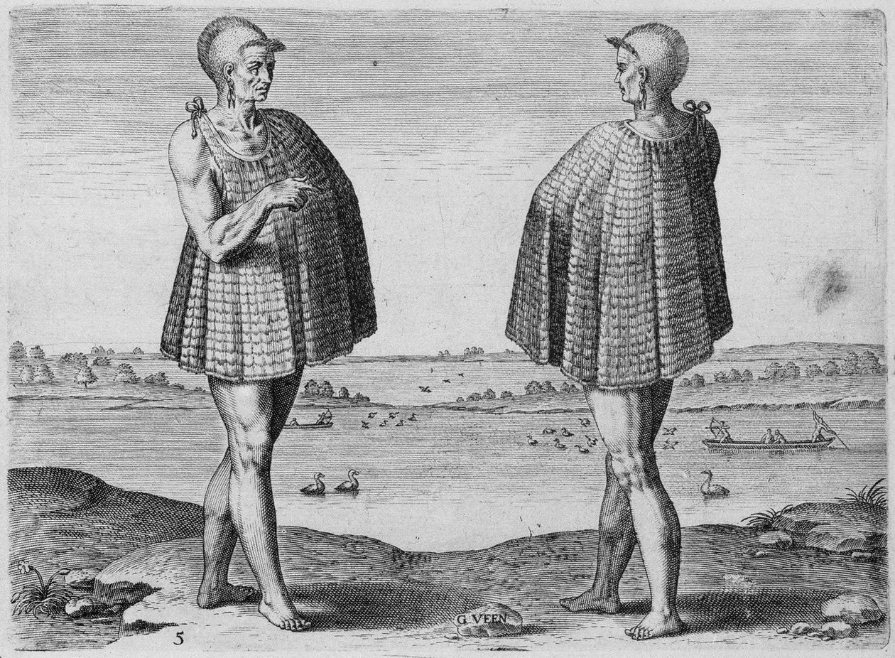 セオドア・ド・ブライ（1528-1598）によって刻まれたインディアンの司祭 作： ジョンホワイト