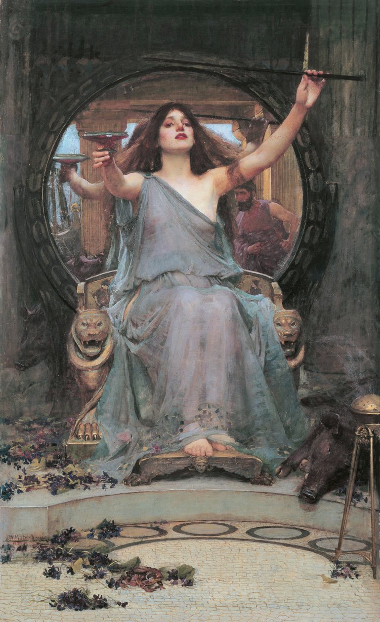 オデッセウスにカップを提供するCirce 作： ジョン・ウィリアム・ウォーターハウス