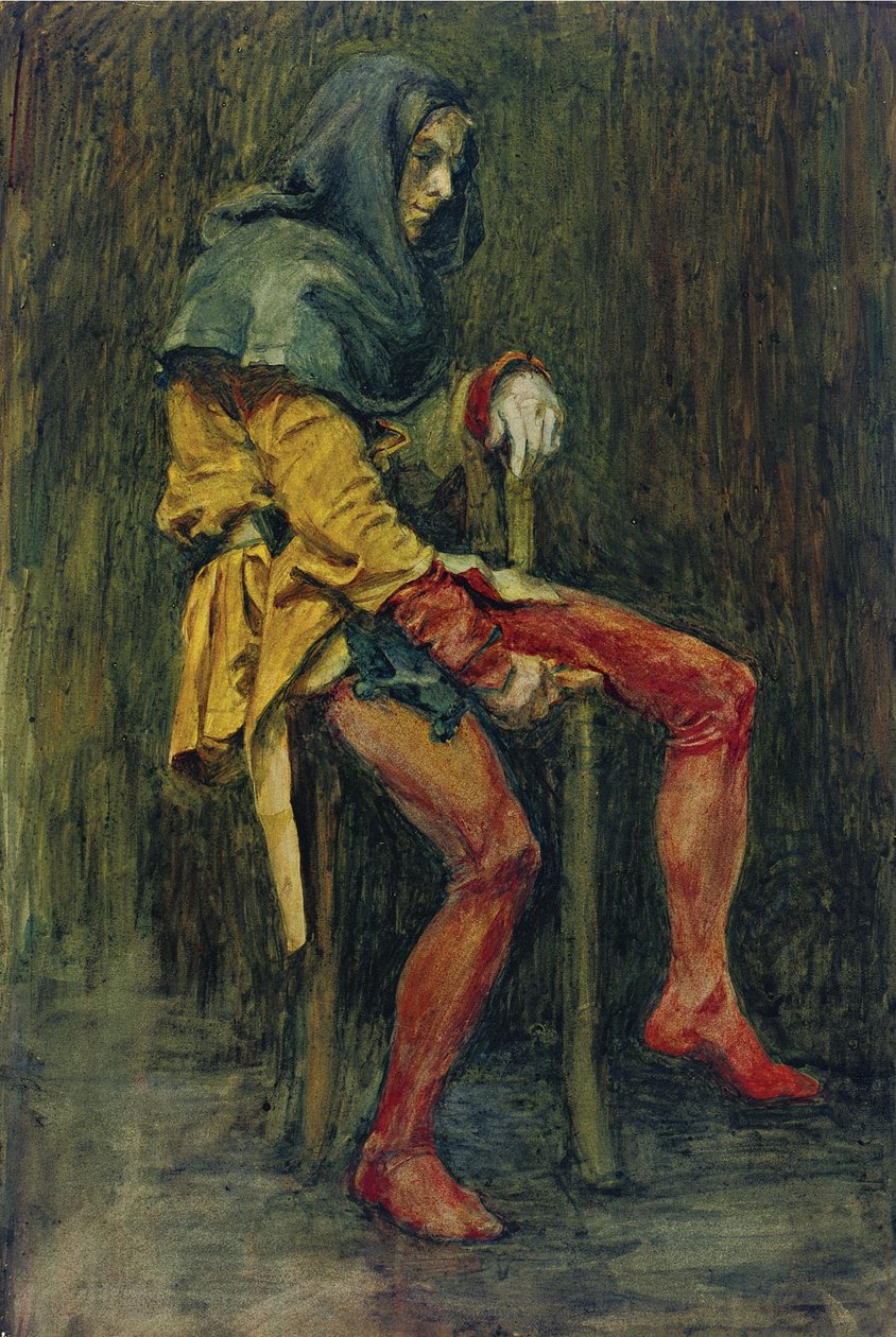 タッチストーン、道化師 作： ジョン・ウィリアム・ウォーターハウス