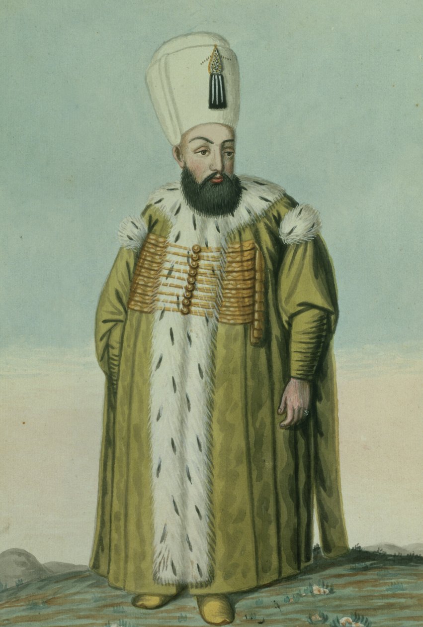 アムラト（ムラド）III（1546-95）スルタン1574-95、「トルコ皇帝の一連の肖像」から、1808 作： ジョン・ヤング