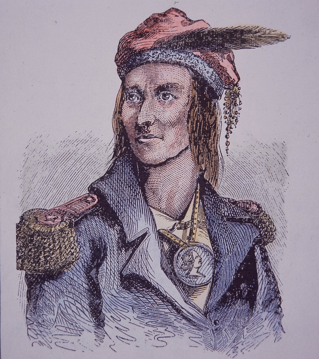 Tecumseh（彩色済み彫刻 作： ウォルターチャールズミルズ