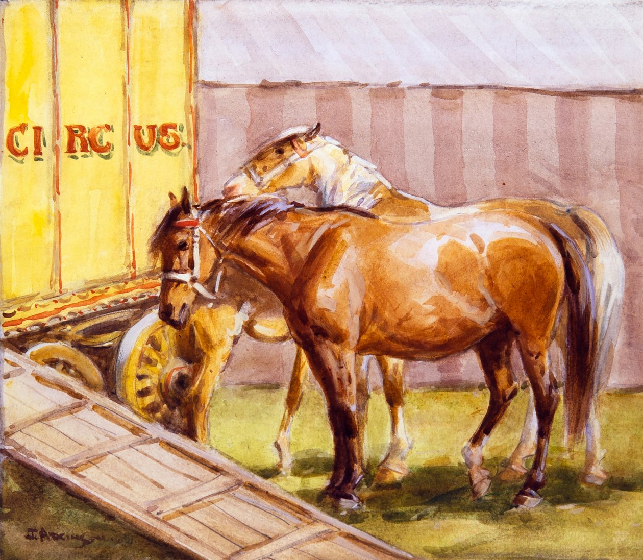 サーカスの馬（水彩画） 作： ジョン・アトキンソン