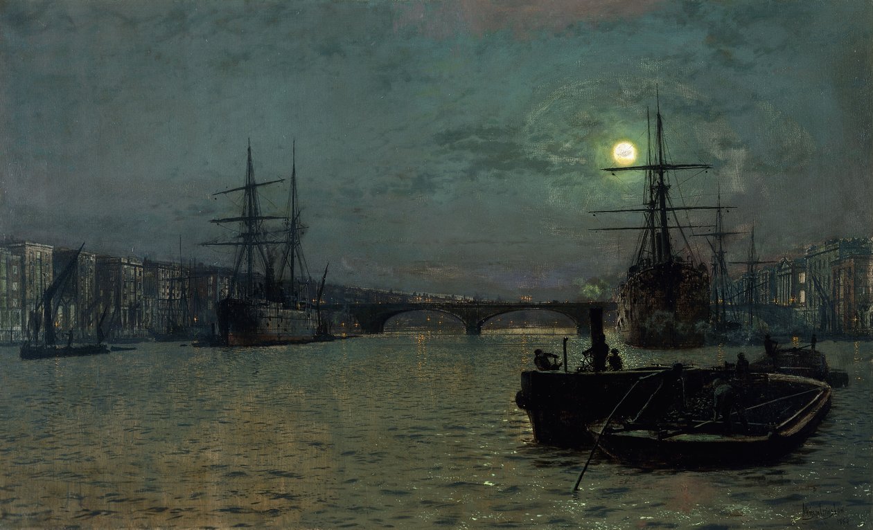 ロンドン橋-半潮、1884 作： ジョン・アトキンソン・グリムショー