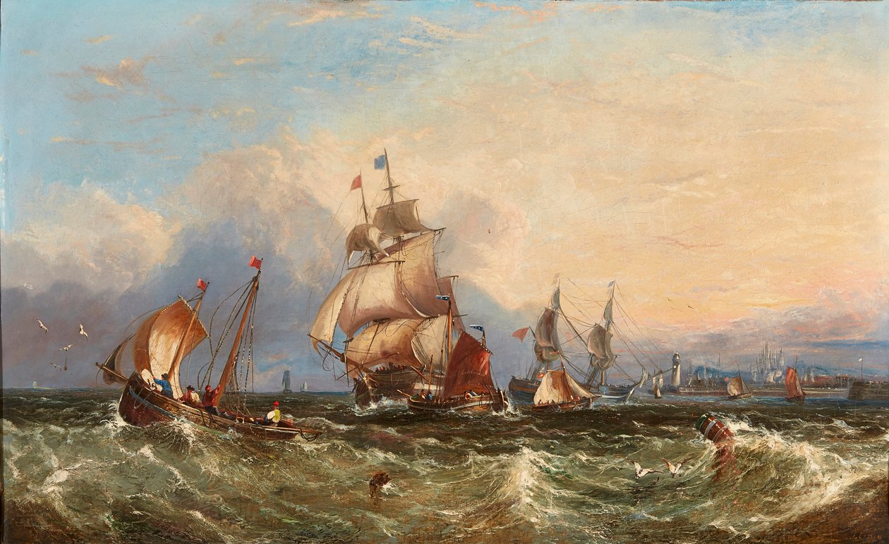 Ships by the Coast（油彩・キャンバス） 作： ジョン・キャロウ