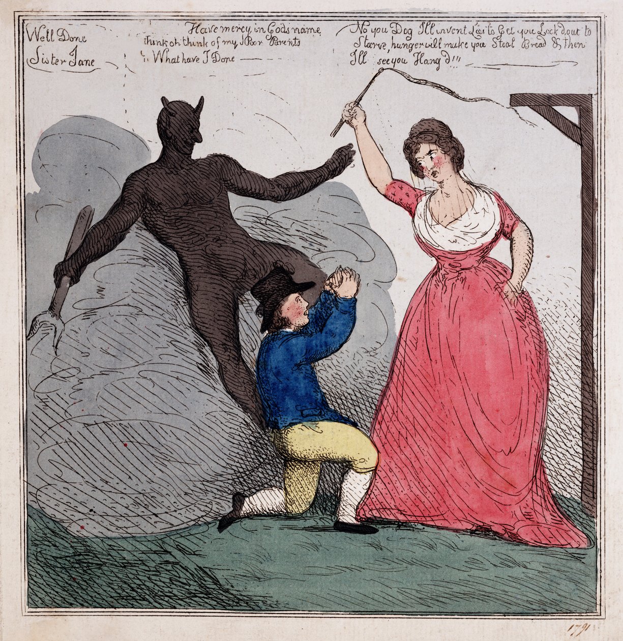 シスター・ジェーン、1791年頃（手描きの彫刻） 作： ジョン・コーズ