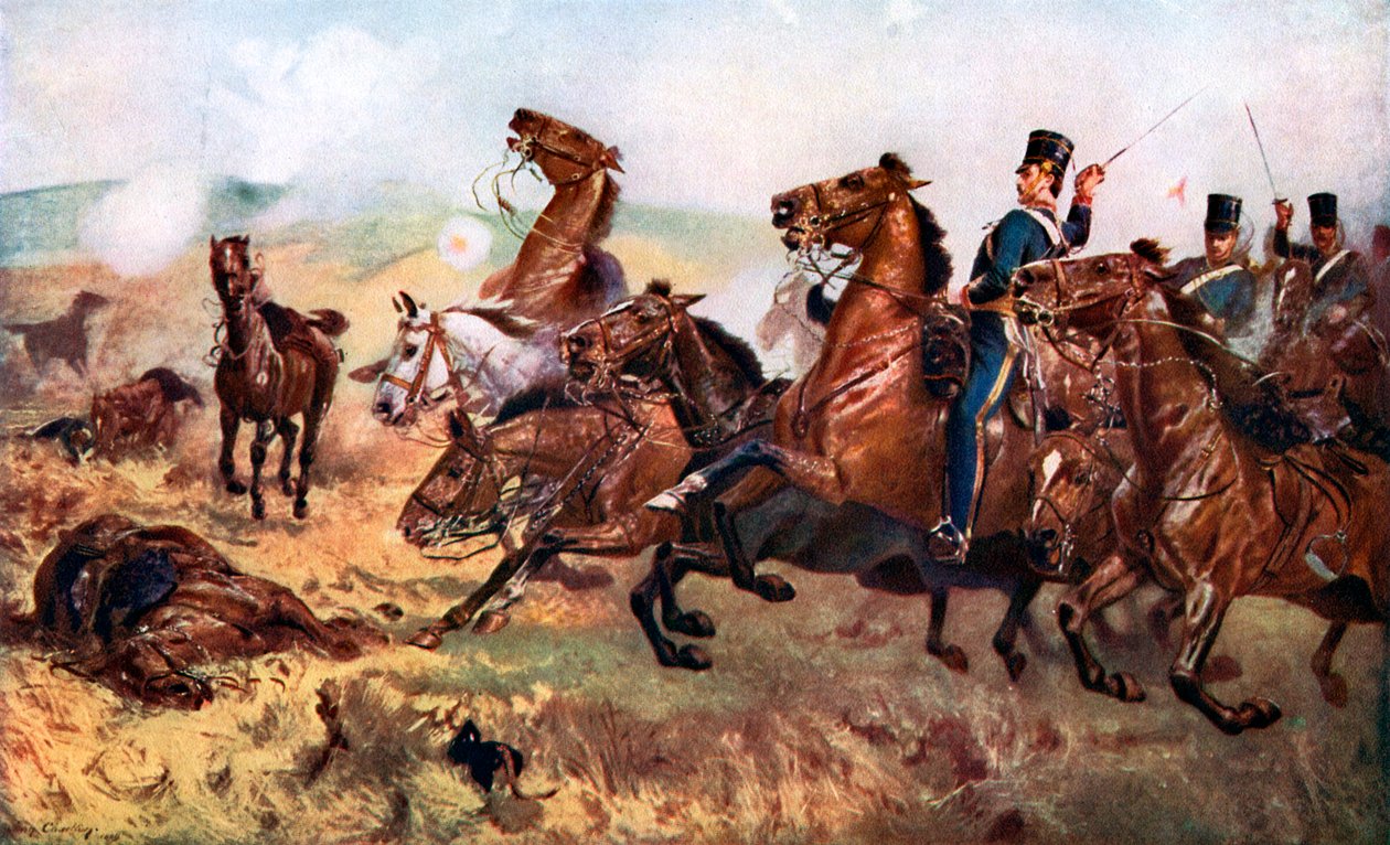 バラクラバの戦い、1854年10月25日、c1920 作： ジョン・チャールトン