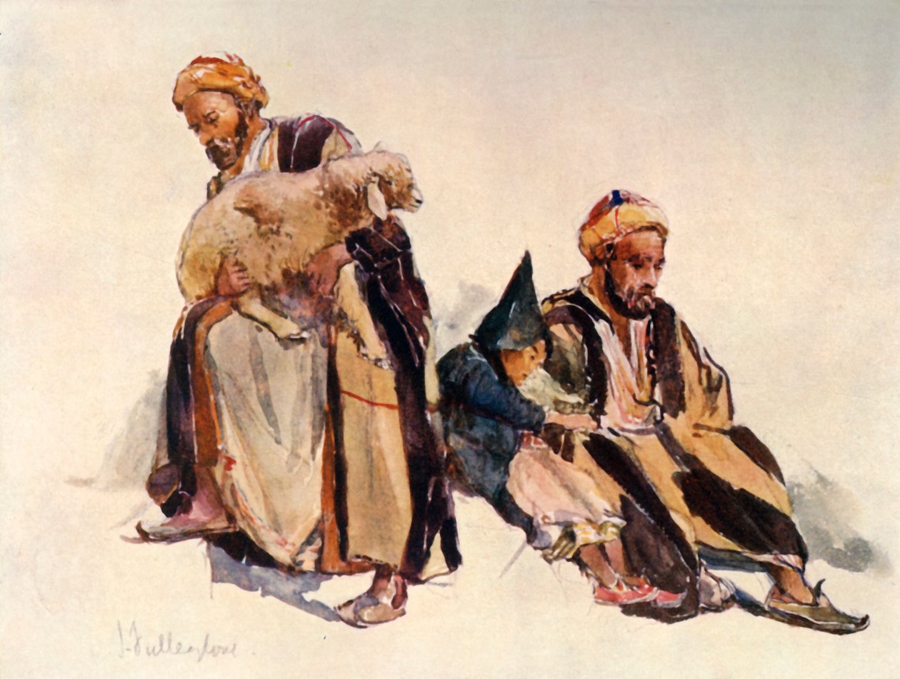 シリアの羊飼いと羊飼いの少年、1902年。 作： John Fulleylove