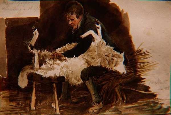 羊の毛を刈るギルピン少佐 作： ジョン・ハーデン