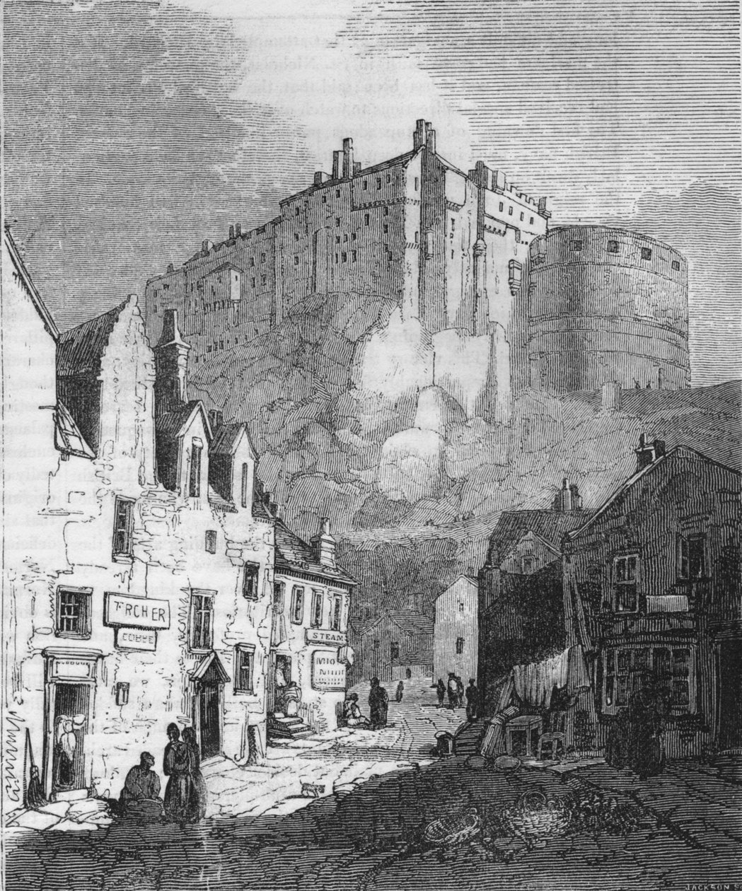 エジンバラ城、1843年、1845年 作： ジョン・ジャクソン