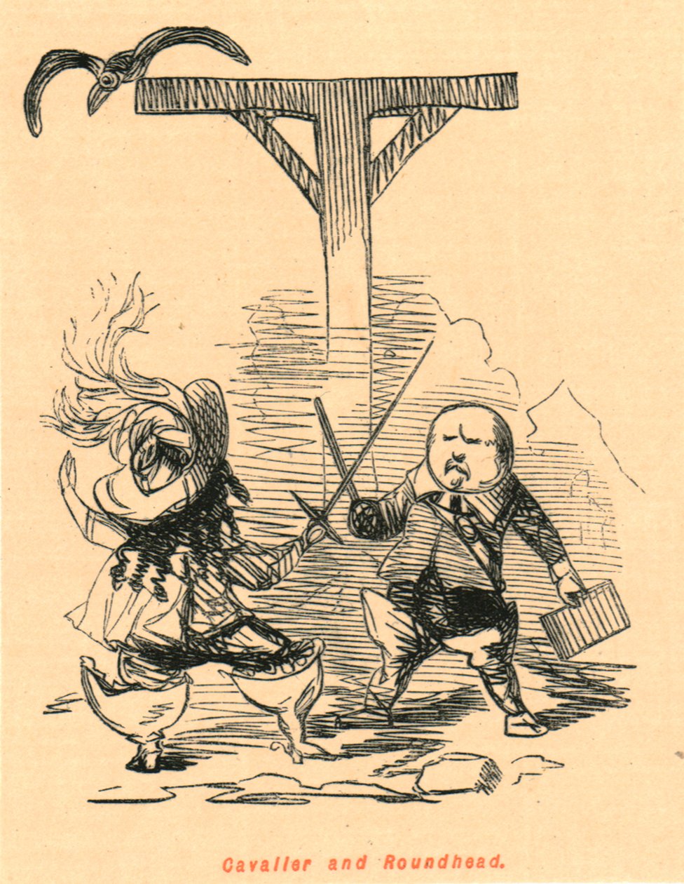 キャバリアとラウンドヘッド、1897年。 作： ジョン・リーチ