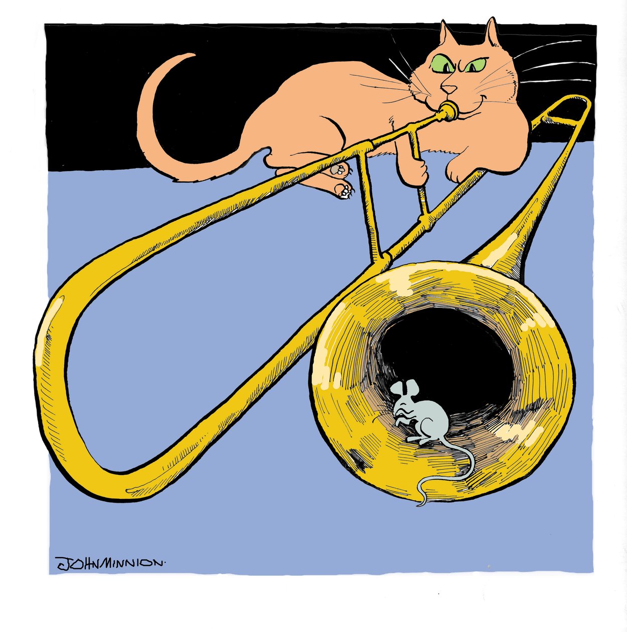 トロンボーンを吹く猫 作： ジョン・ミニオン