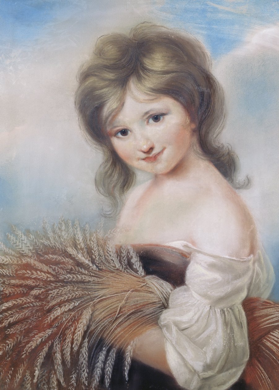 収穫の少女、c.1780（パステル） 作： ジョン・ラッセル