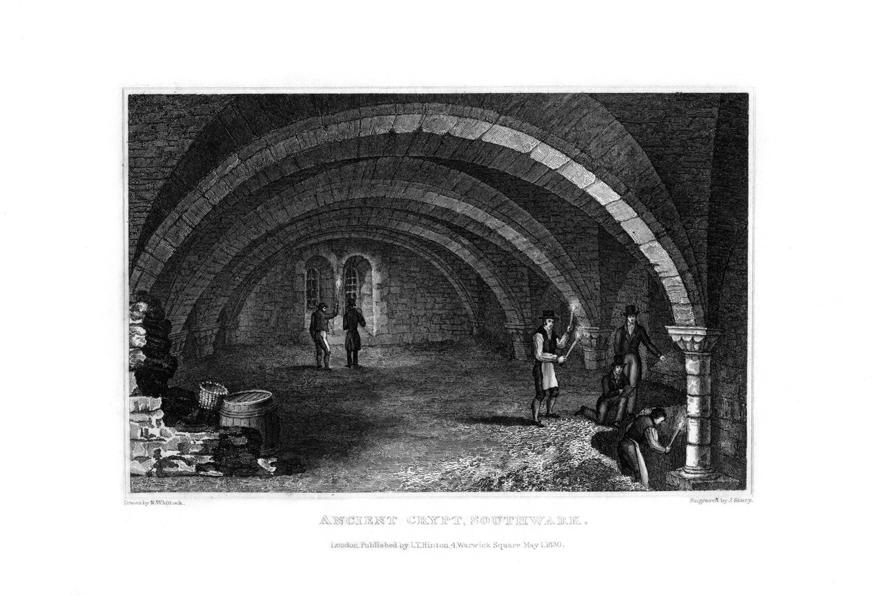 エンシェントクリプト、サザーク、1830年。 作： ジョン・シュリー