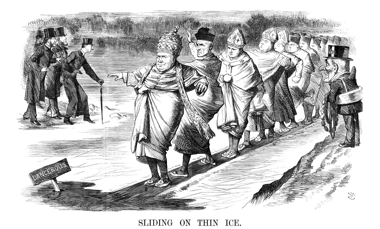 薄氷の上を滑る、1869 作： ジョン・テニエル